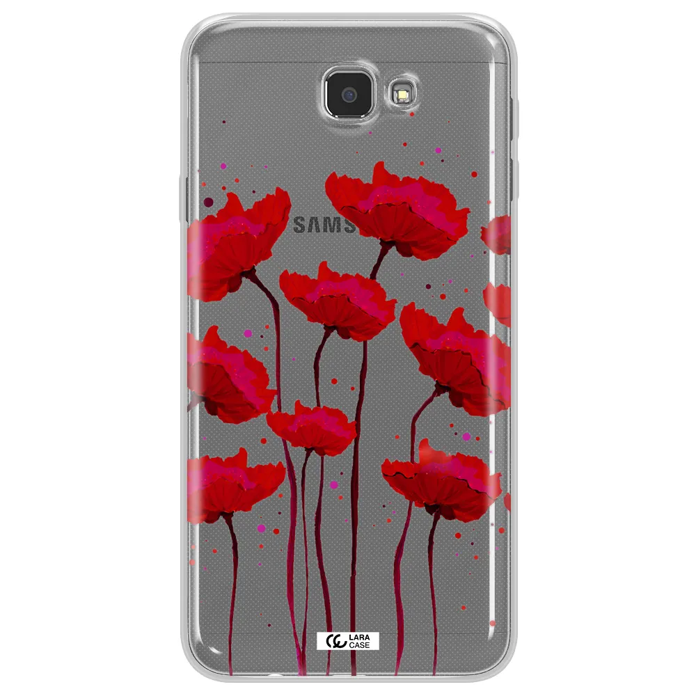 Red Fashion Flower Samsung J7 Prim Clear TPU Case