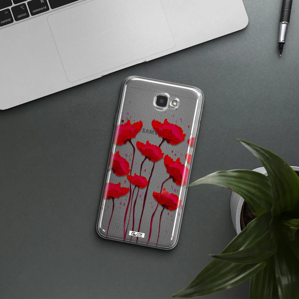 Red Fashion Flower Samsung J7 Prim Clear TPU Case