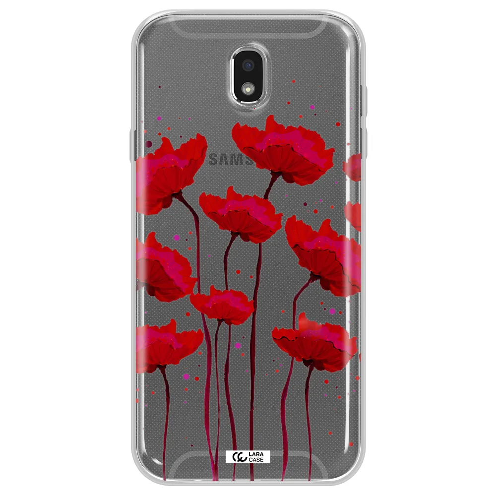 Red Fashion Flower Samsung J7 Pro Clear TPU Case