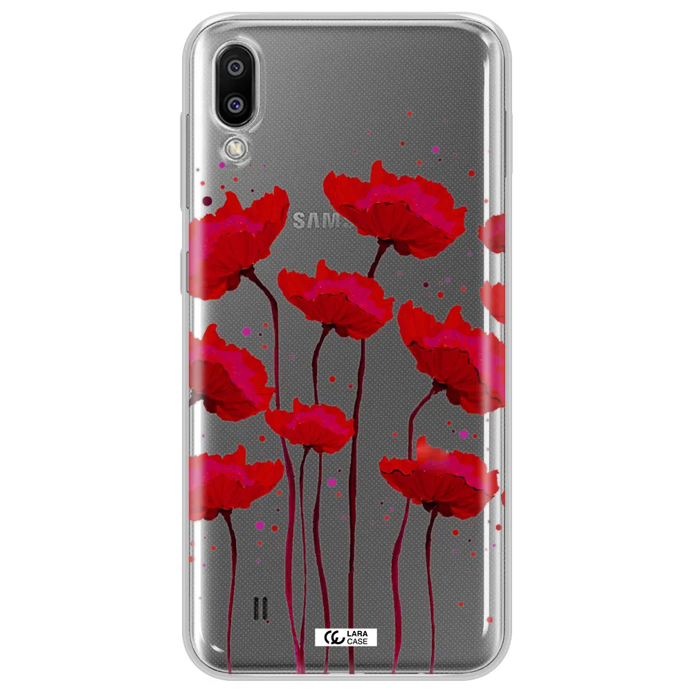 Red Fashion Flower Samsung M10 Clear TPU Case