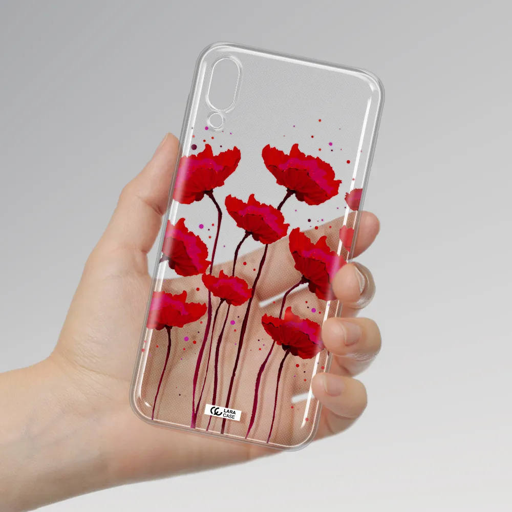 Red Fashion Flower Samsung M10 Clear TPU Case