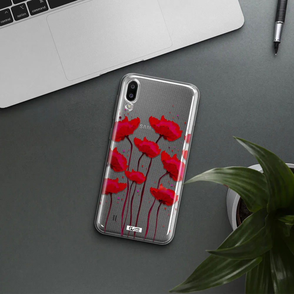 Red Fashion Flower Samsung M10 Clear TPU Case