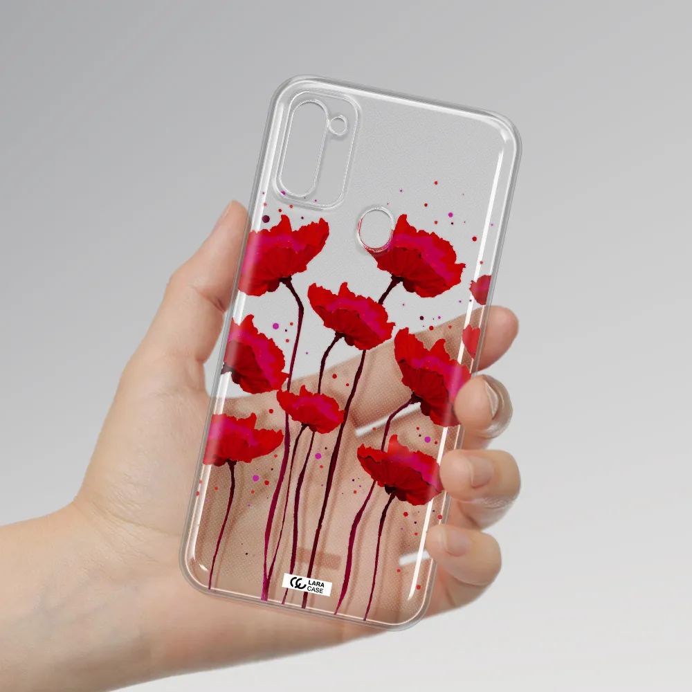 Red Fashion Flower Samsung M11 Clear TPU Case