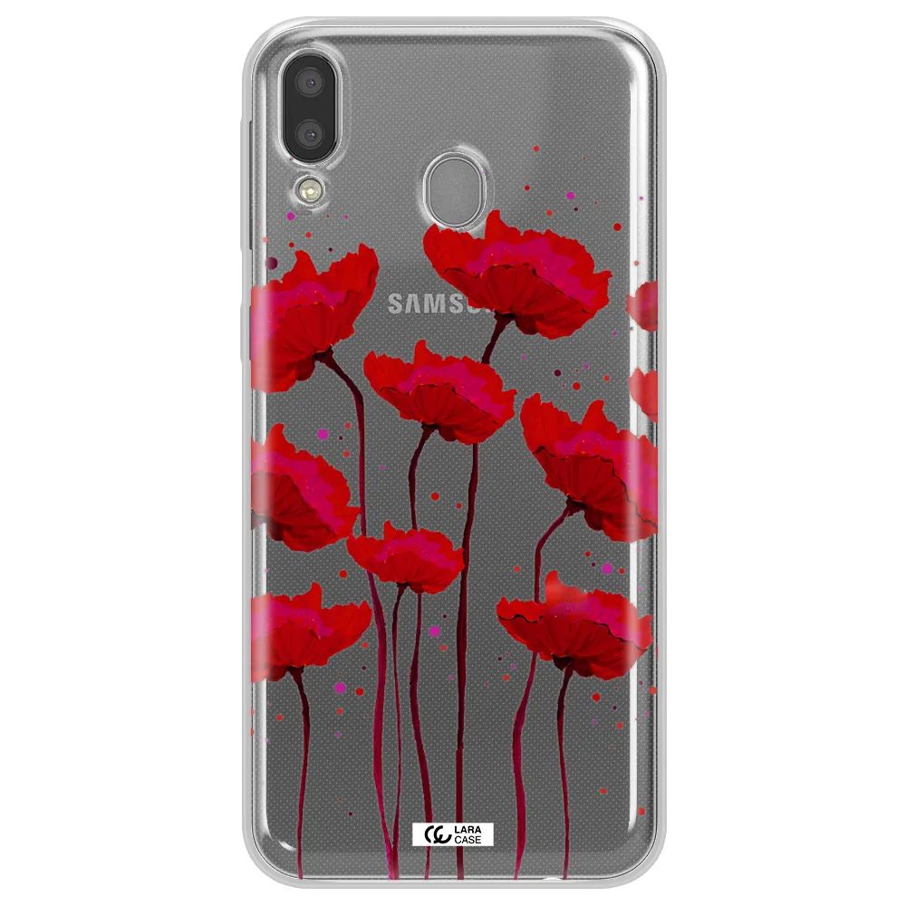 Red Fashion Flower Samsung M20 Clear TPU Case