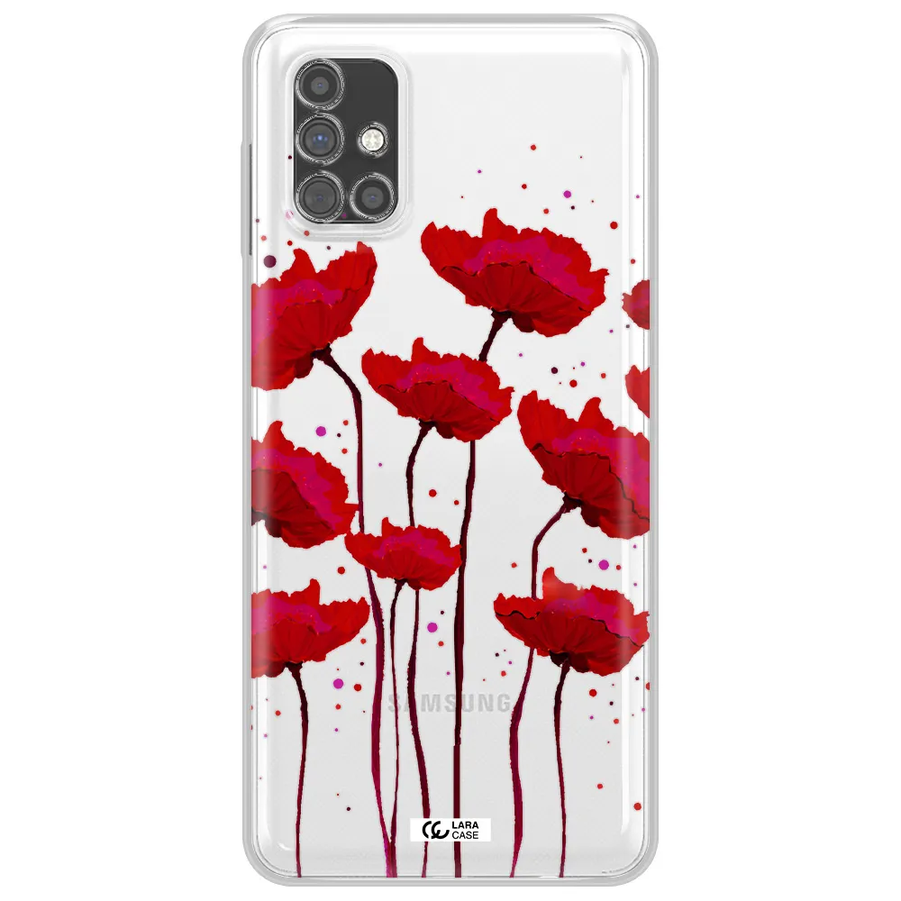 Red Fashion Flower Samsung M51 Clear TPU Case