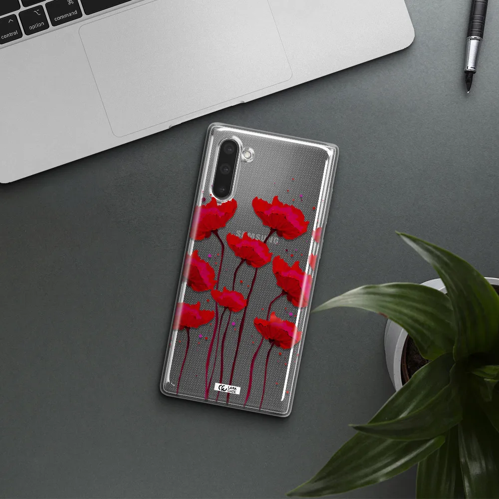 Red Fashion Flower Samsung Note 10 Clear TPU Case