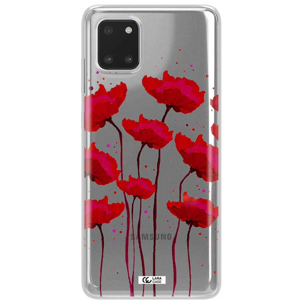 Red Fashion Flower Samsung Note 10 Lite Clear TPU Case