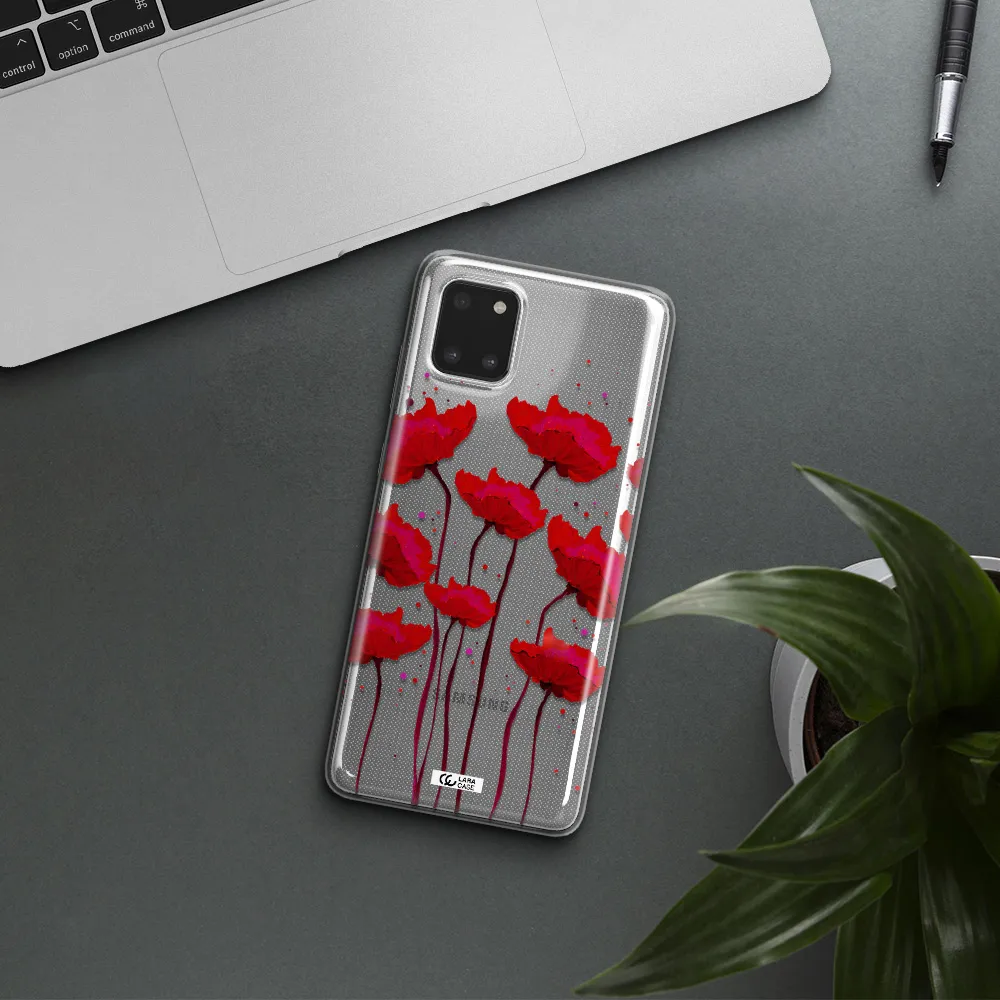 Red Fashion Flower Samsung Note 10 Lite Clear TPU Case