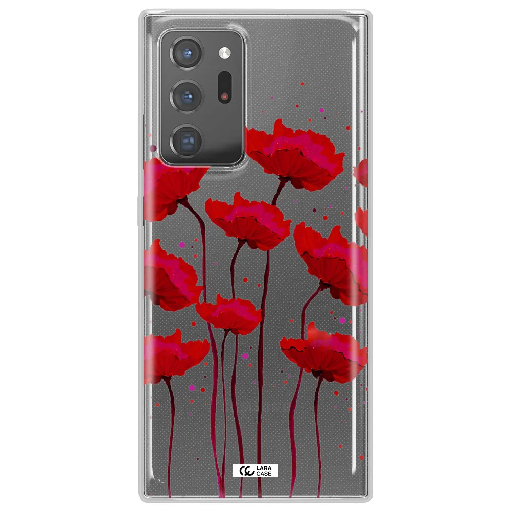 Red Fashion Flower Samsung Note 20 Ultra Clear TPU Case