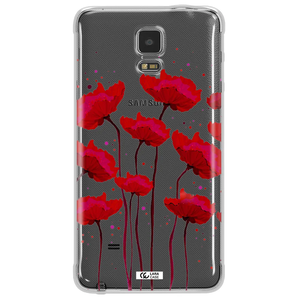 Red Fashion Flower Samsung Note 4 Clear TPU Case