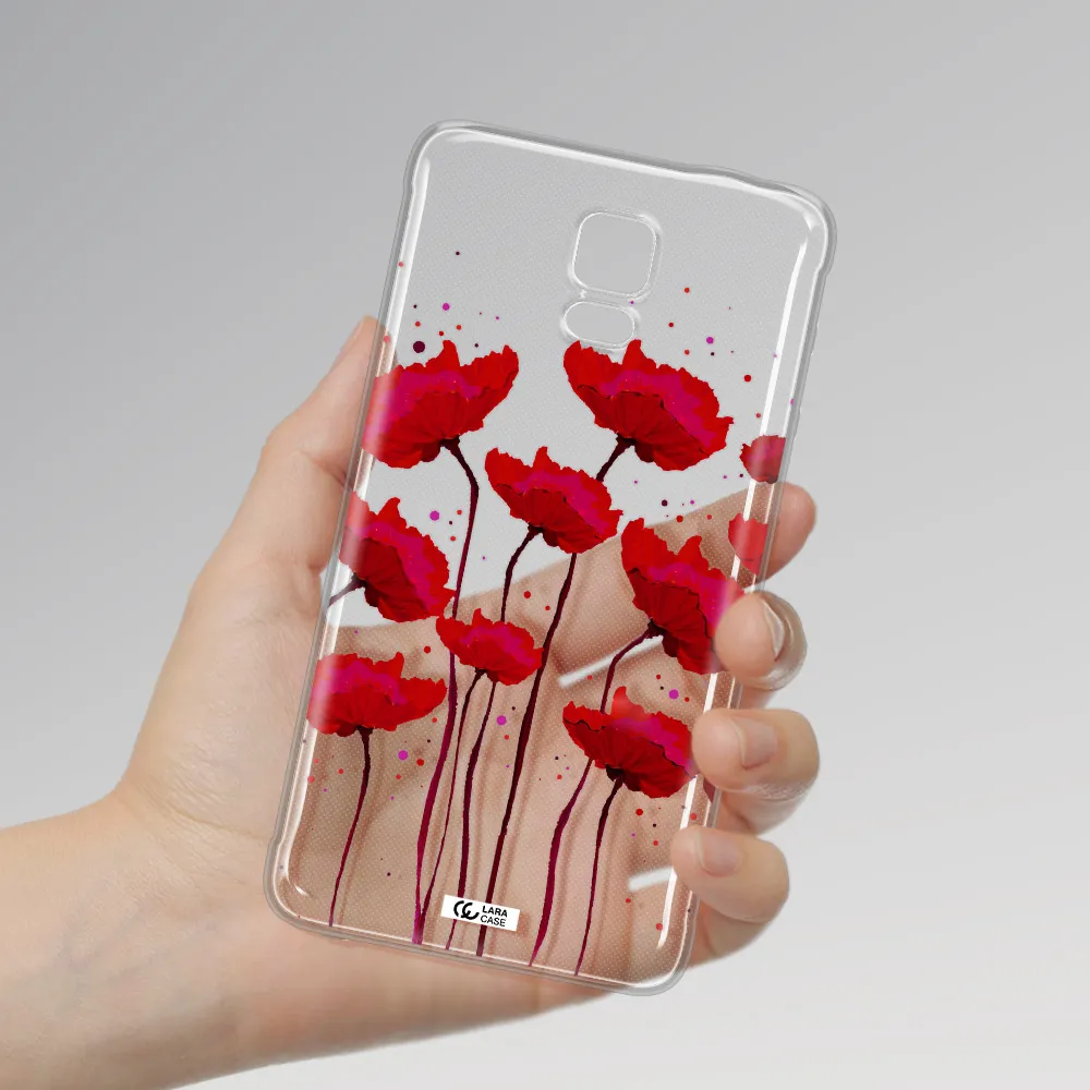 Red Fashion Flower Samsung Note 4 Clear TPU Case