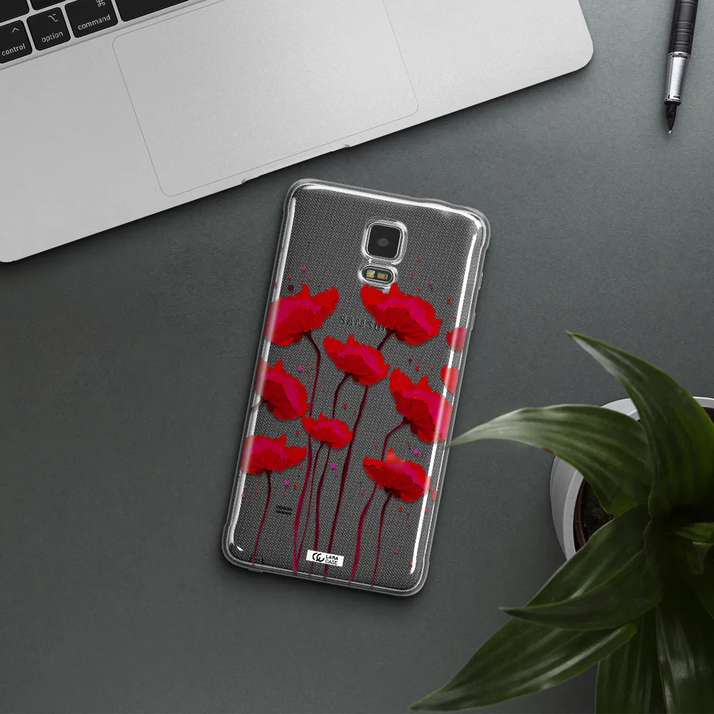 Red Fashion Flower Samsung Note 4 Clear TPU Case
