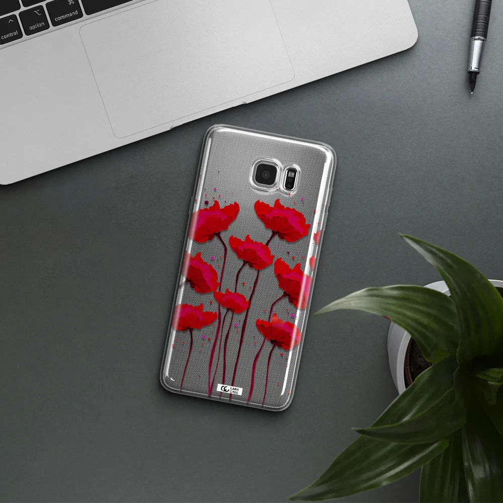 Red Fashion Flower Samsung Note 5 Clear TPU Case