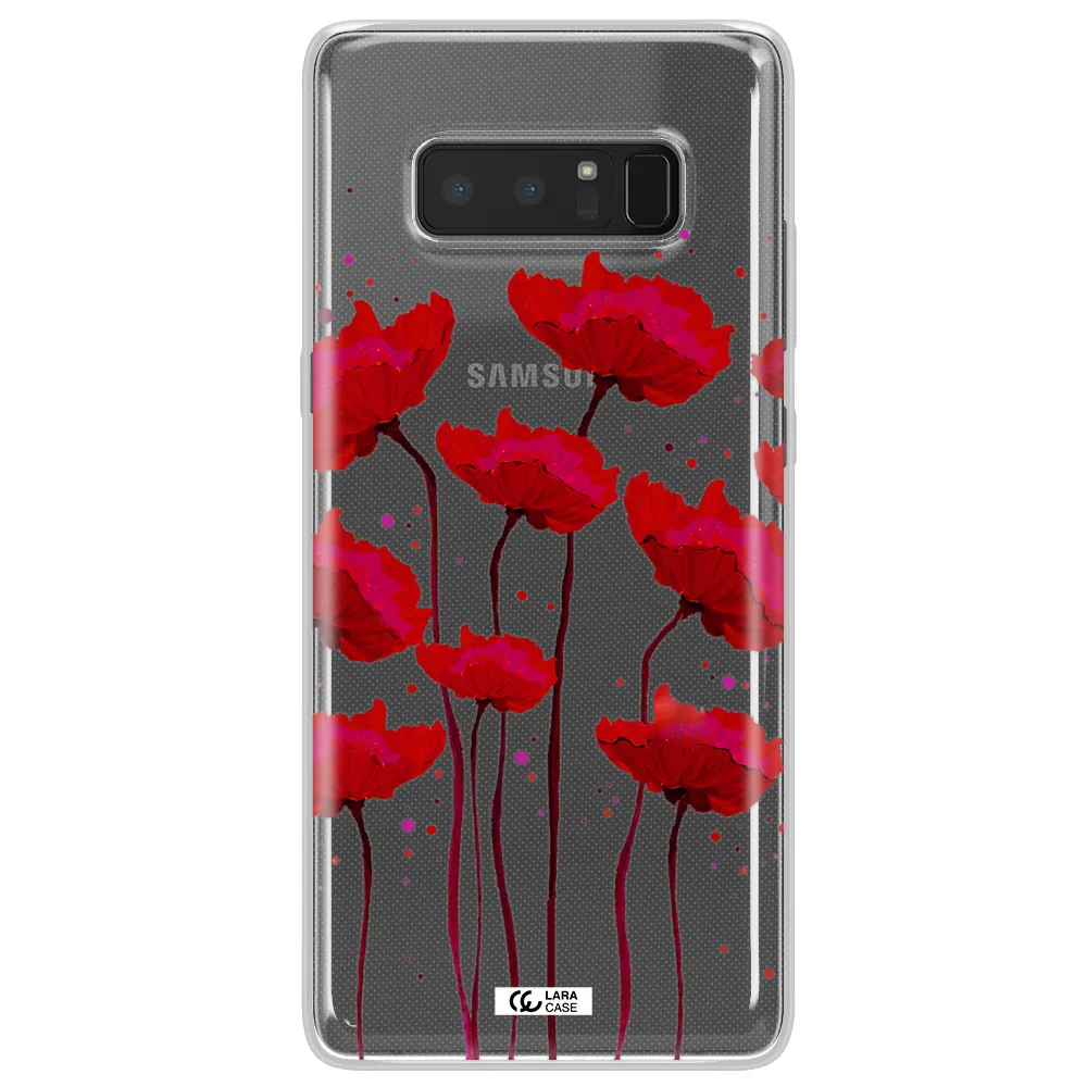 Red Fashion Flower Samsung Note 8 Clear TPU Case