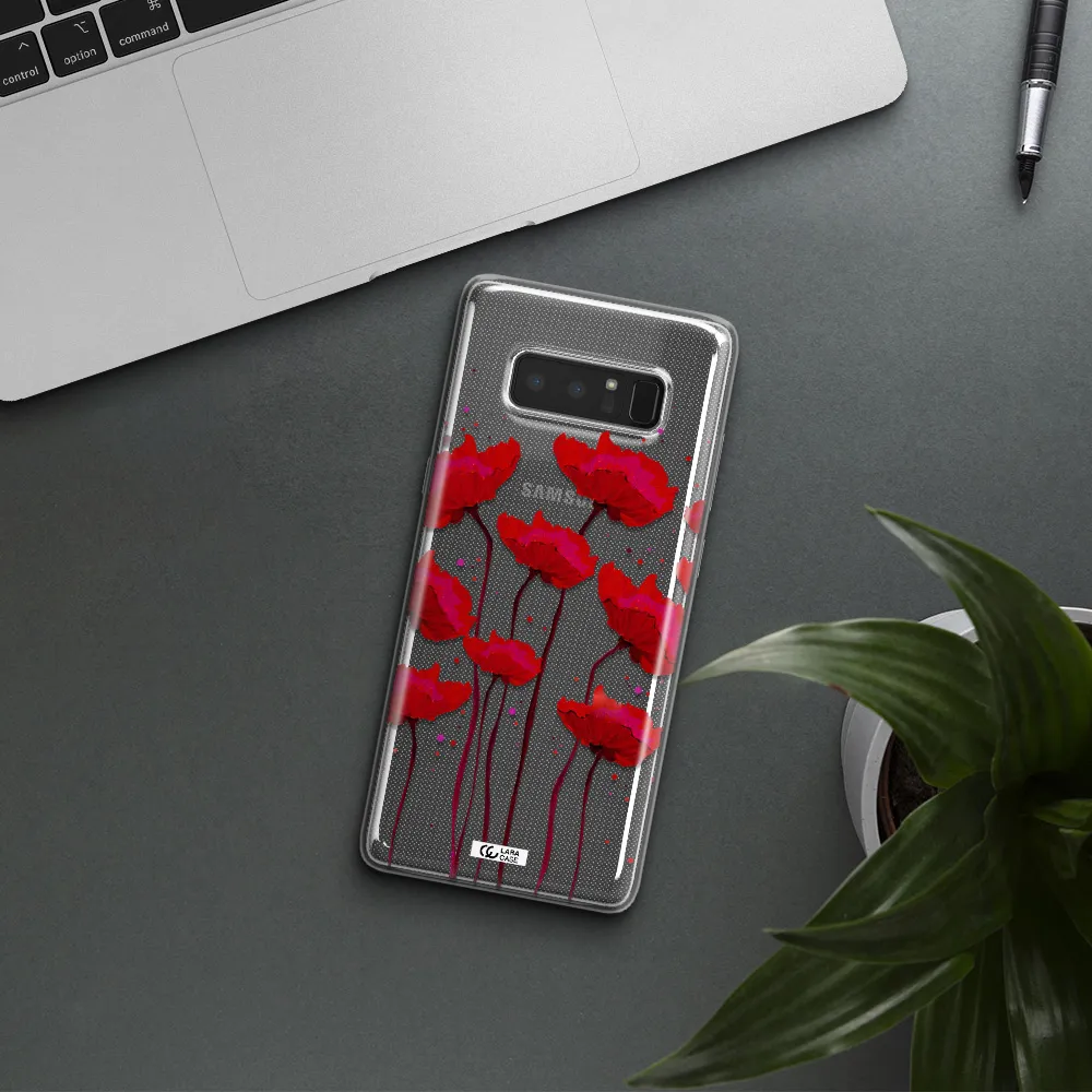 Red Fashion Flower Samsung Note 8 Clear TPU Case