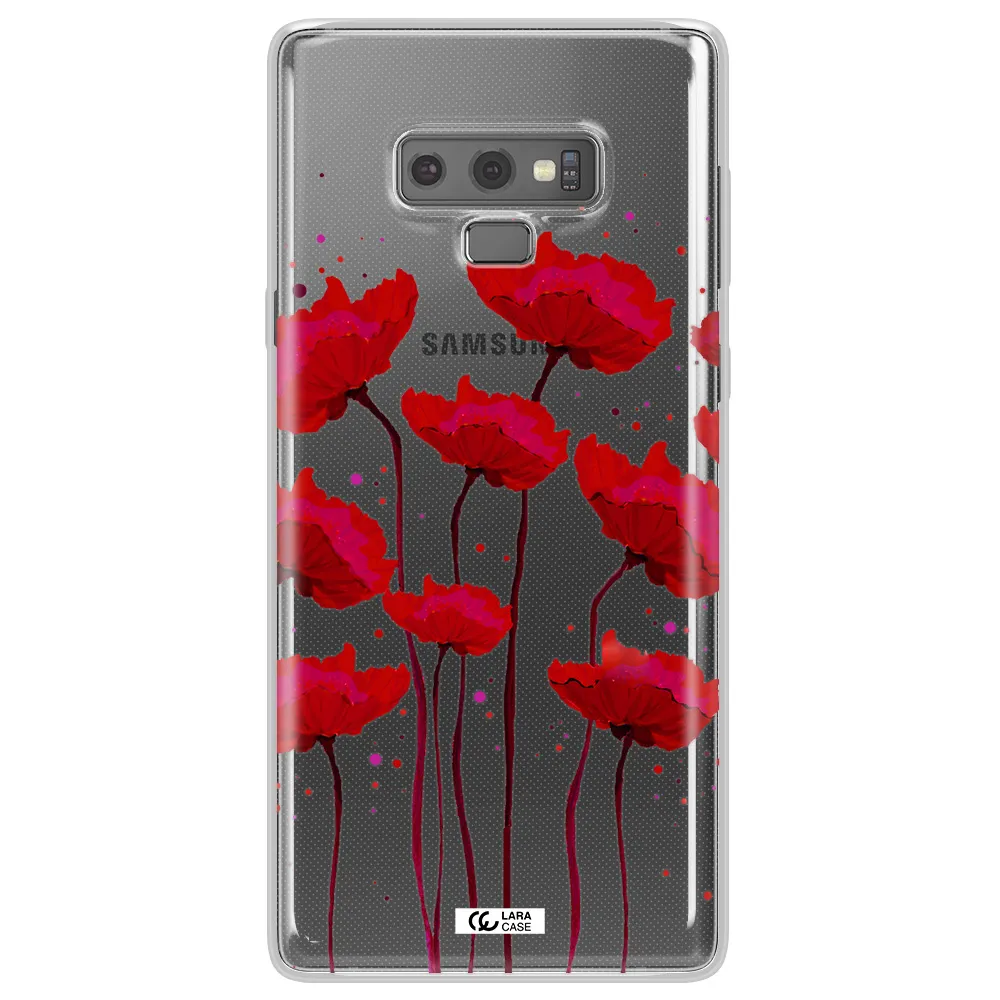 Red Fashion Flower Samsung Note 9 Clear TPU Case