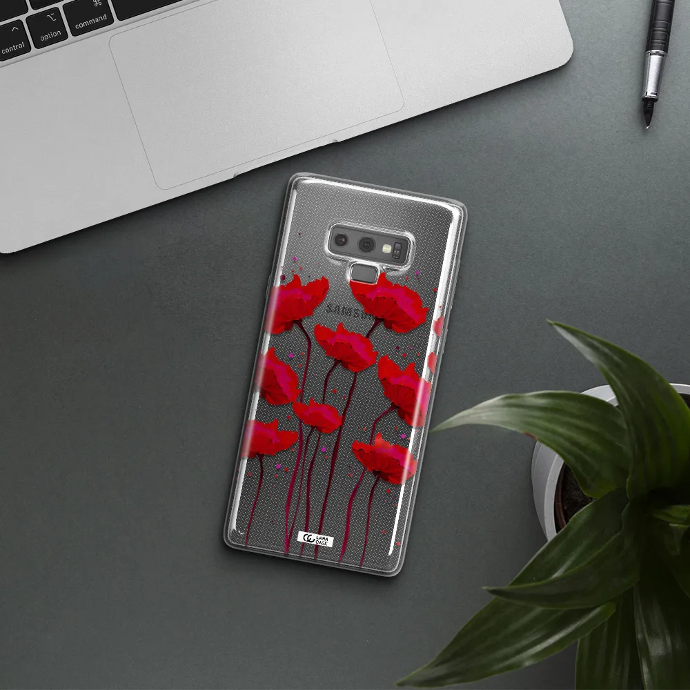 Red Fashion Flower Samsung Note 9 Clear TPU Case