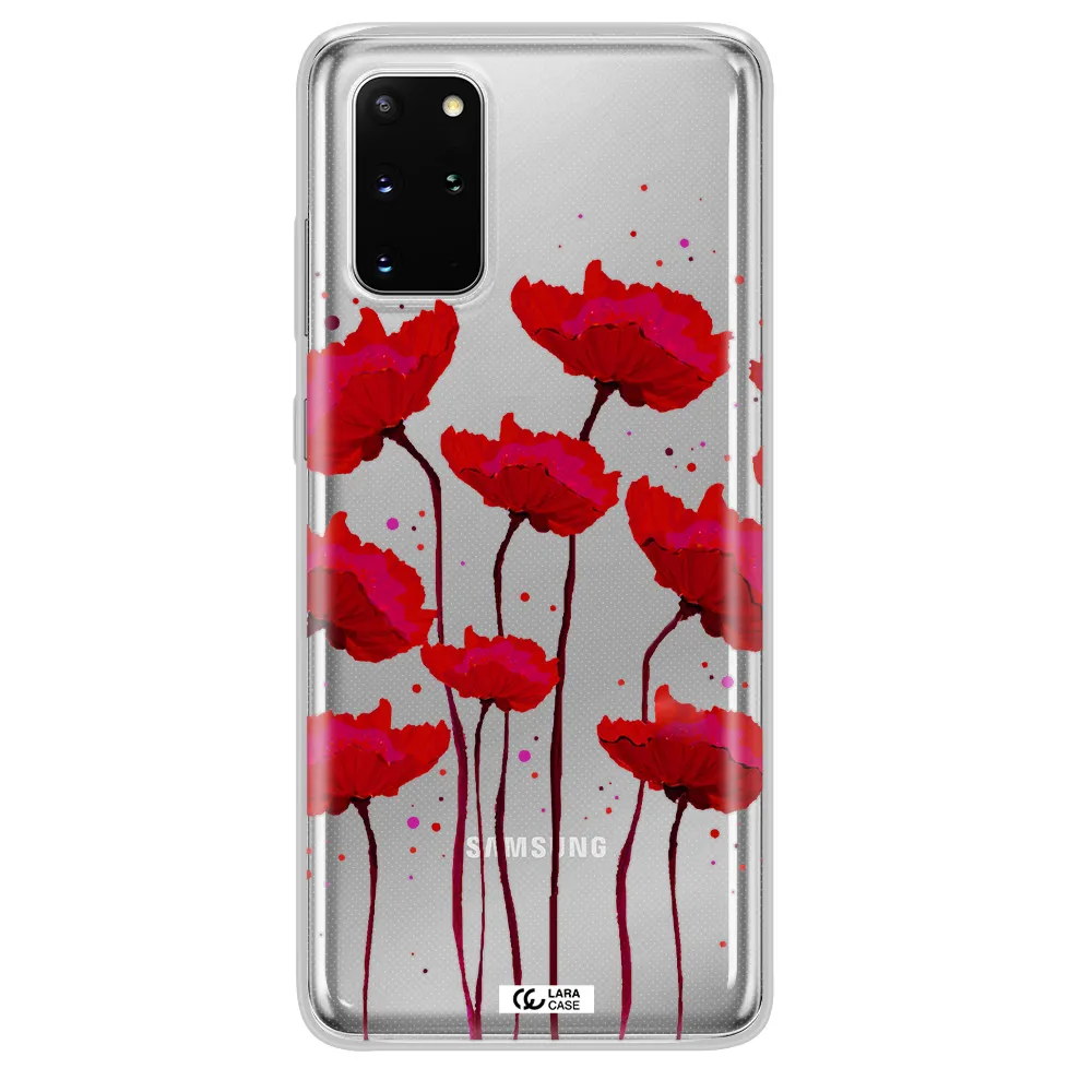 Red Fashion Flower Samsung S 20 Plus Clear TPU Case