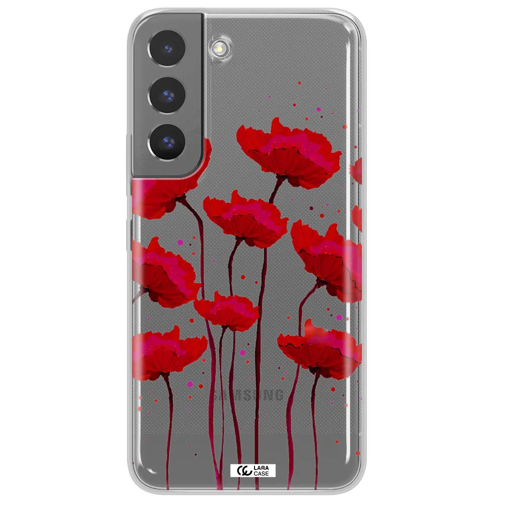 Red Fashion Flower Samsung S 22 Clear TPU Case