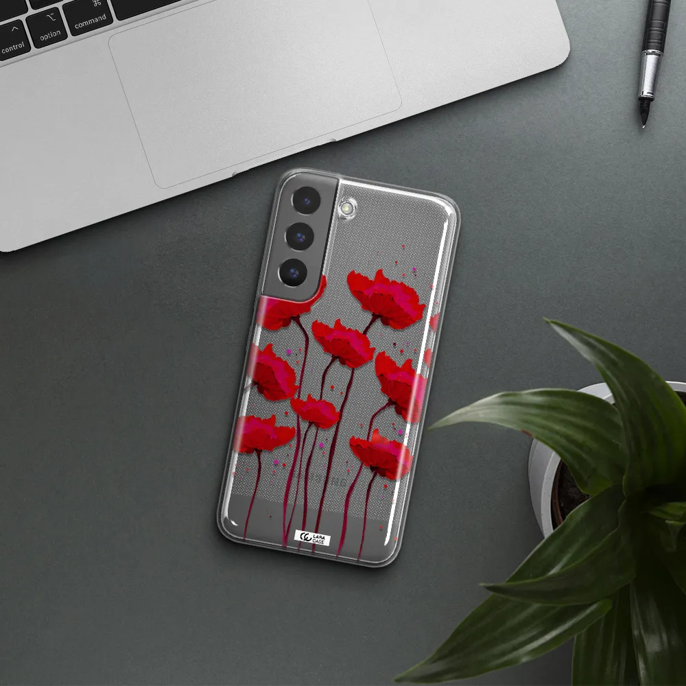Red Fashion Flower Samsung S 22 Clear TPU Case