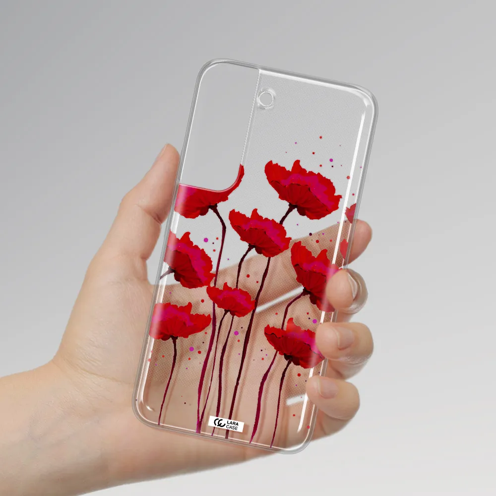 Red Fashion Flower Samsung S 22 Plus Clear TPU Case