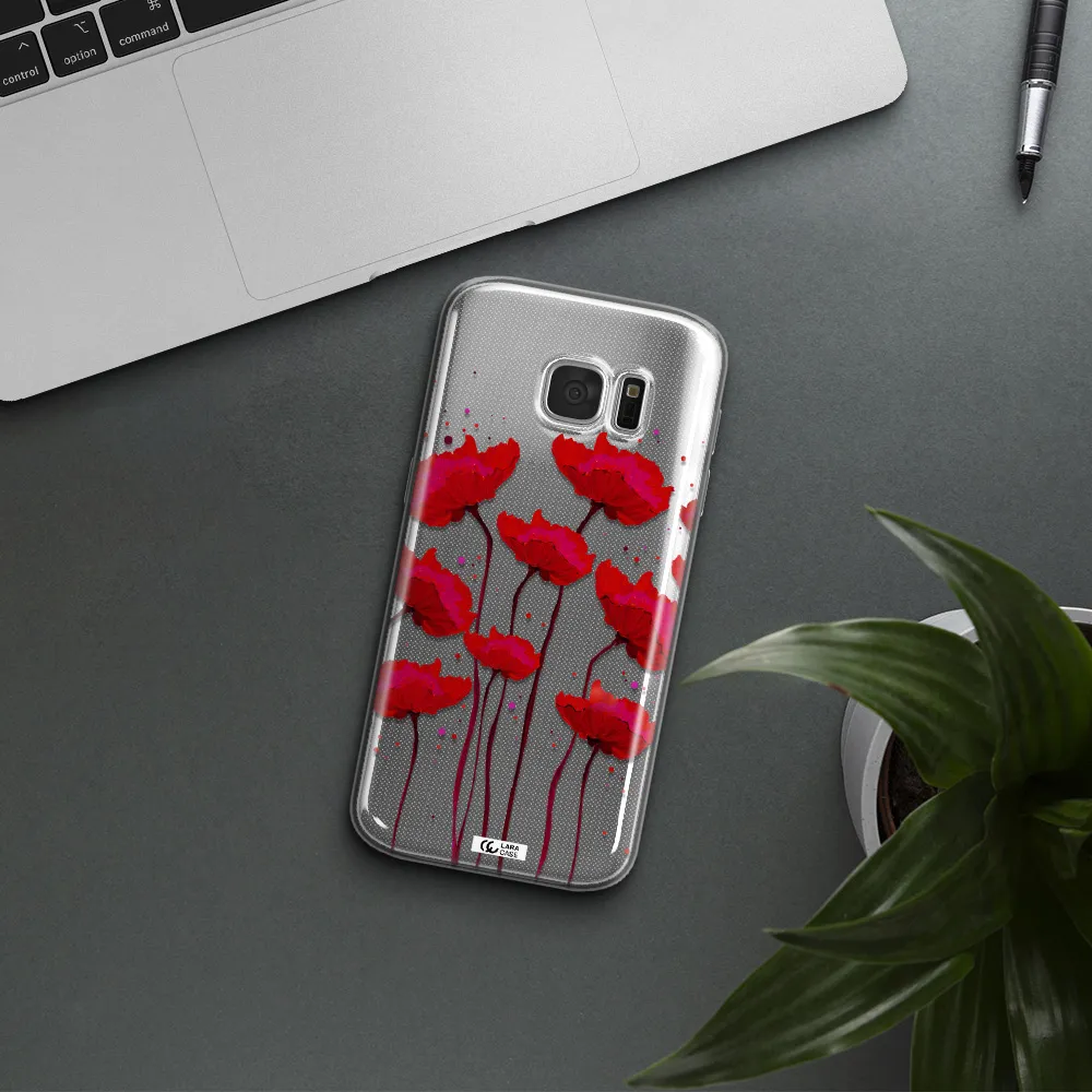 Red Fashion Flower Samsung S 7 Clear TPU Case