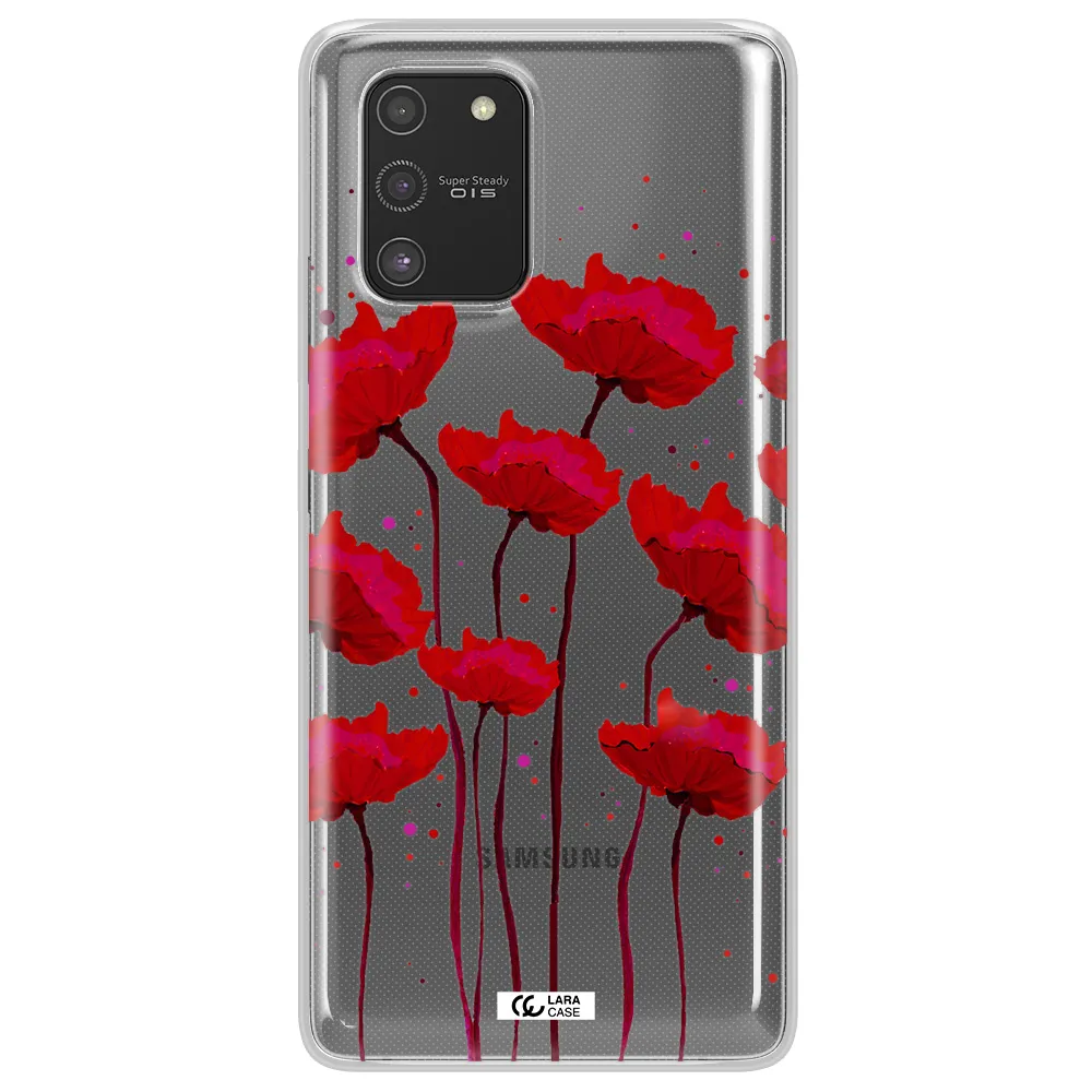 Red Fashion Flower Samsung S10 Lite Clear TPU Case