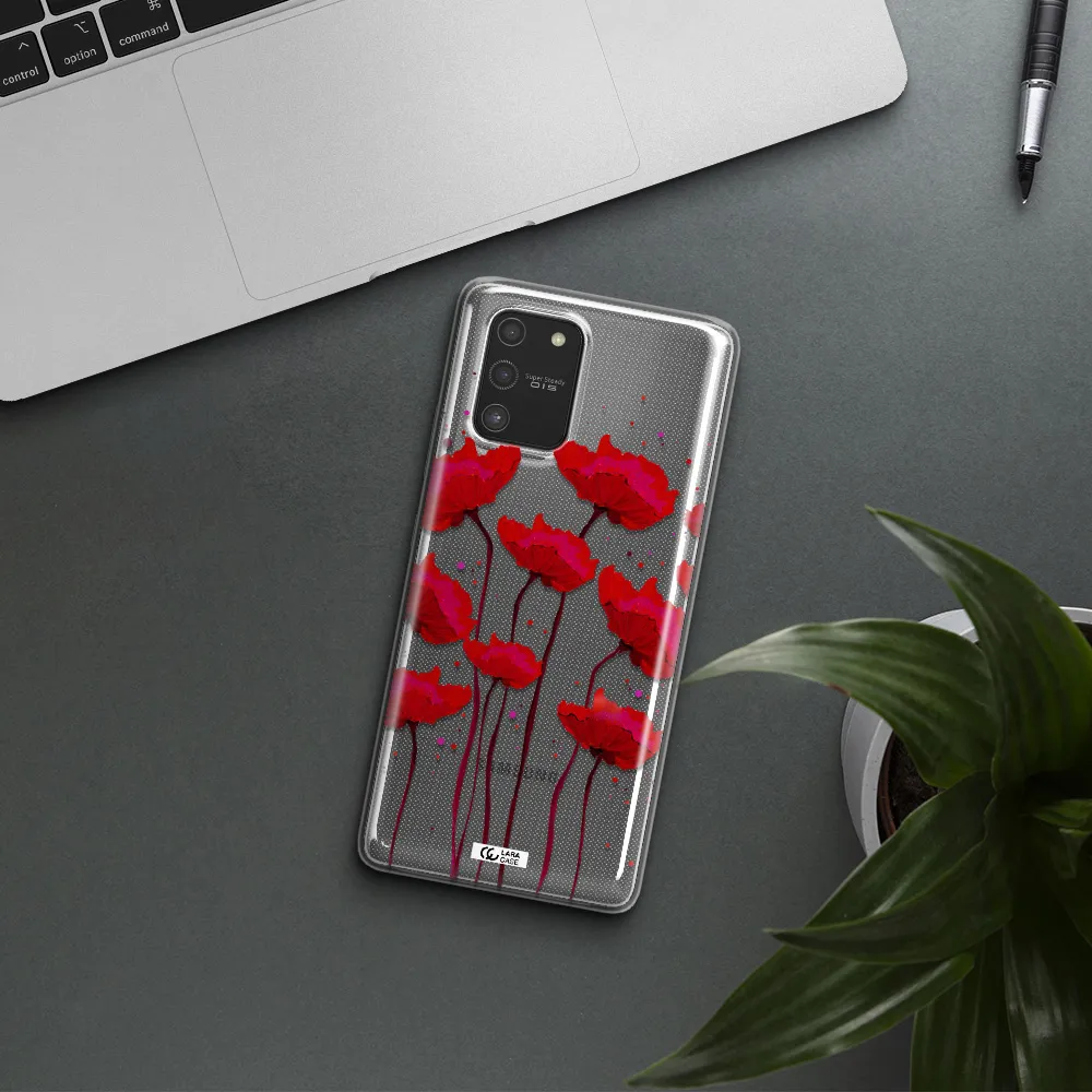 Red Fashion Flower Samsung S10 Lite Clear TPU Case