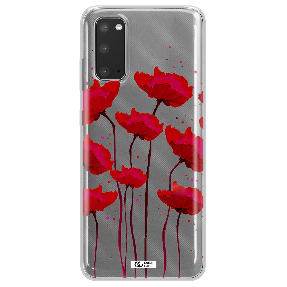 Red Fashion Flower Samsung S20 Clear TPU Case