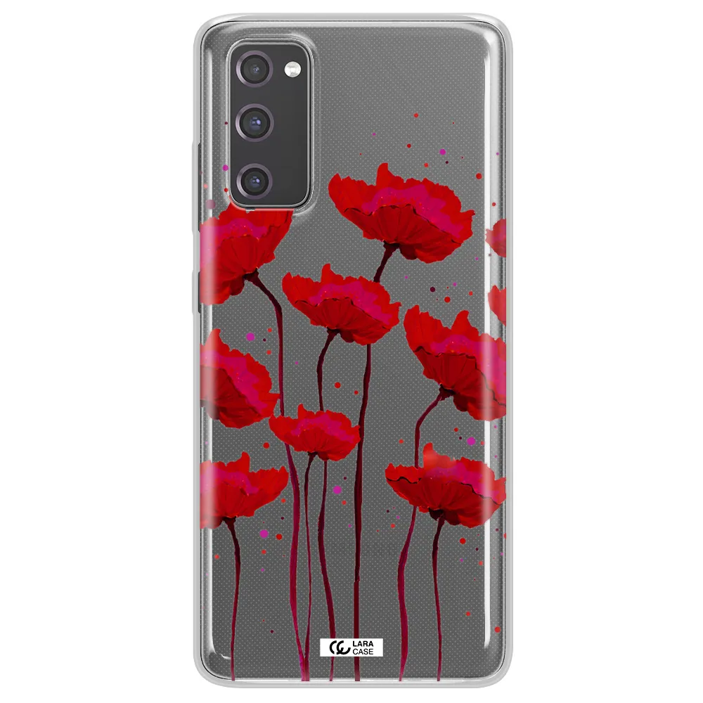 Red Fashion Flower Samsung S20 Fe Clear TPU Case