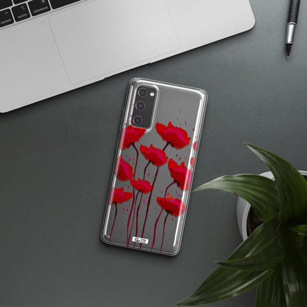 Red Fashion Flower Samsung S20 Fe Clear TPU Case