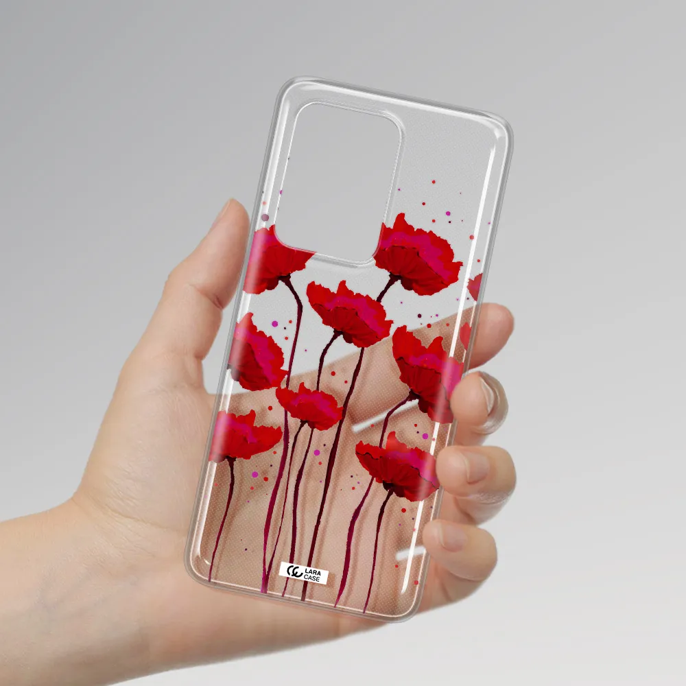 Red Fashion Flower Samsung S20 Ultra Clear TPU Case