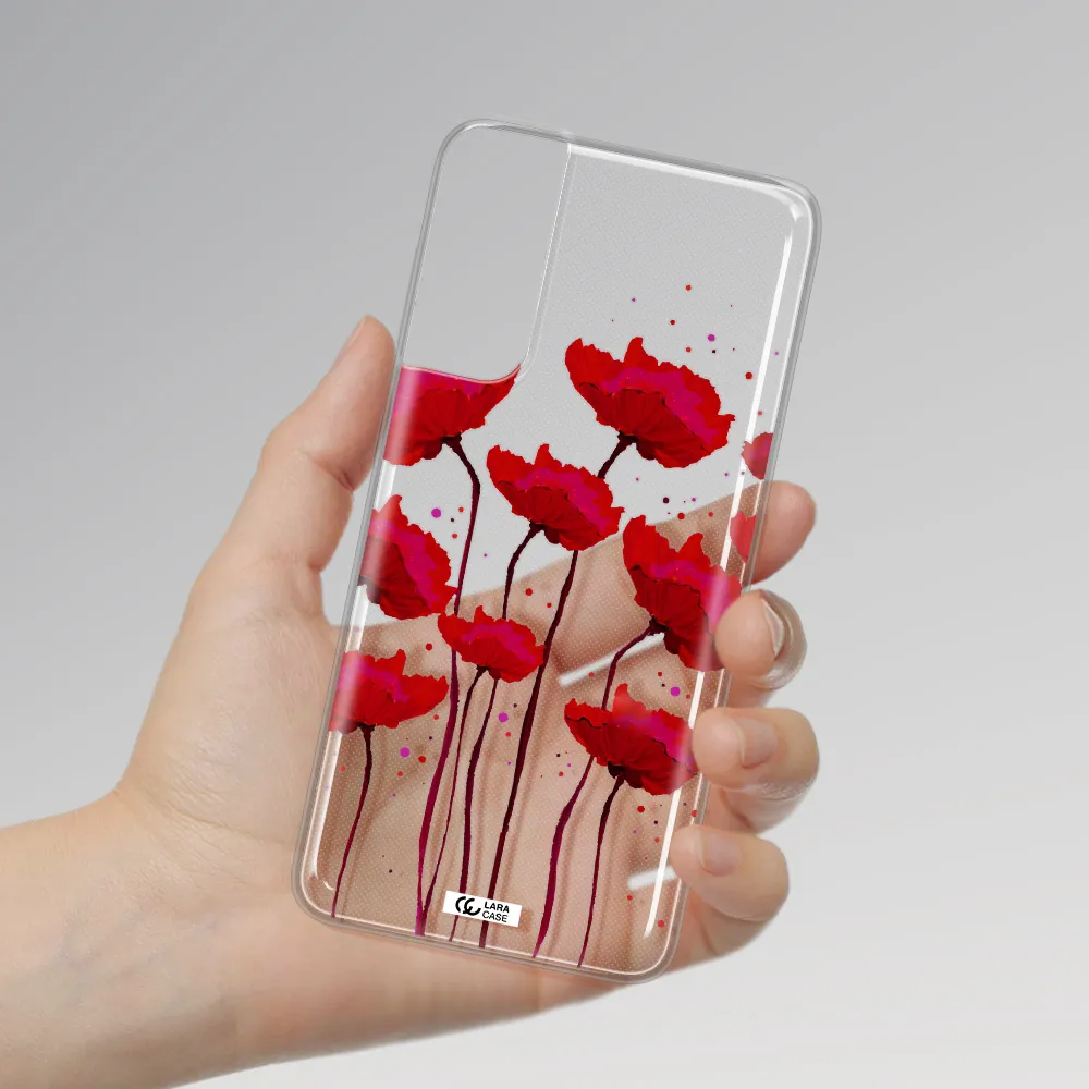 Red Fashion Flower Samsung S21 Plus Clear TPU Case