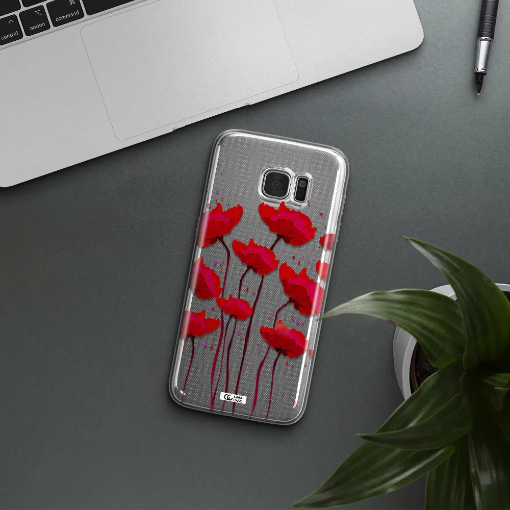 Red Fashion Flower Samsung S7 Edge Clear TPU Case