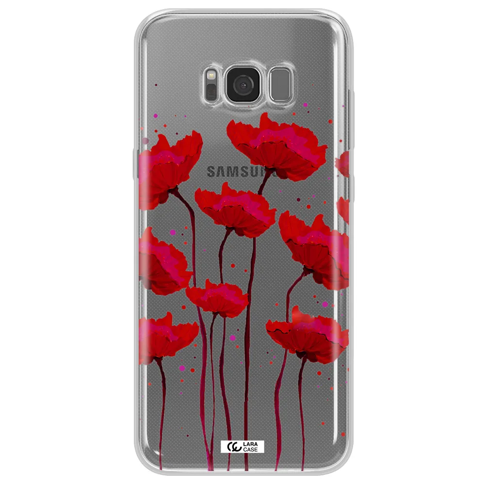 Red Fashion Flower Samsung S8 Plus Clear TPU Case