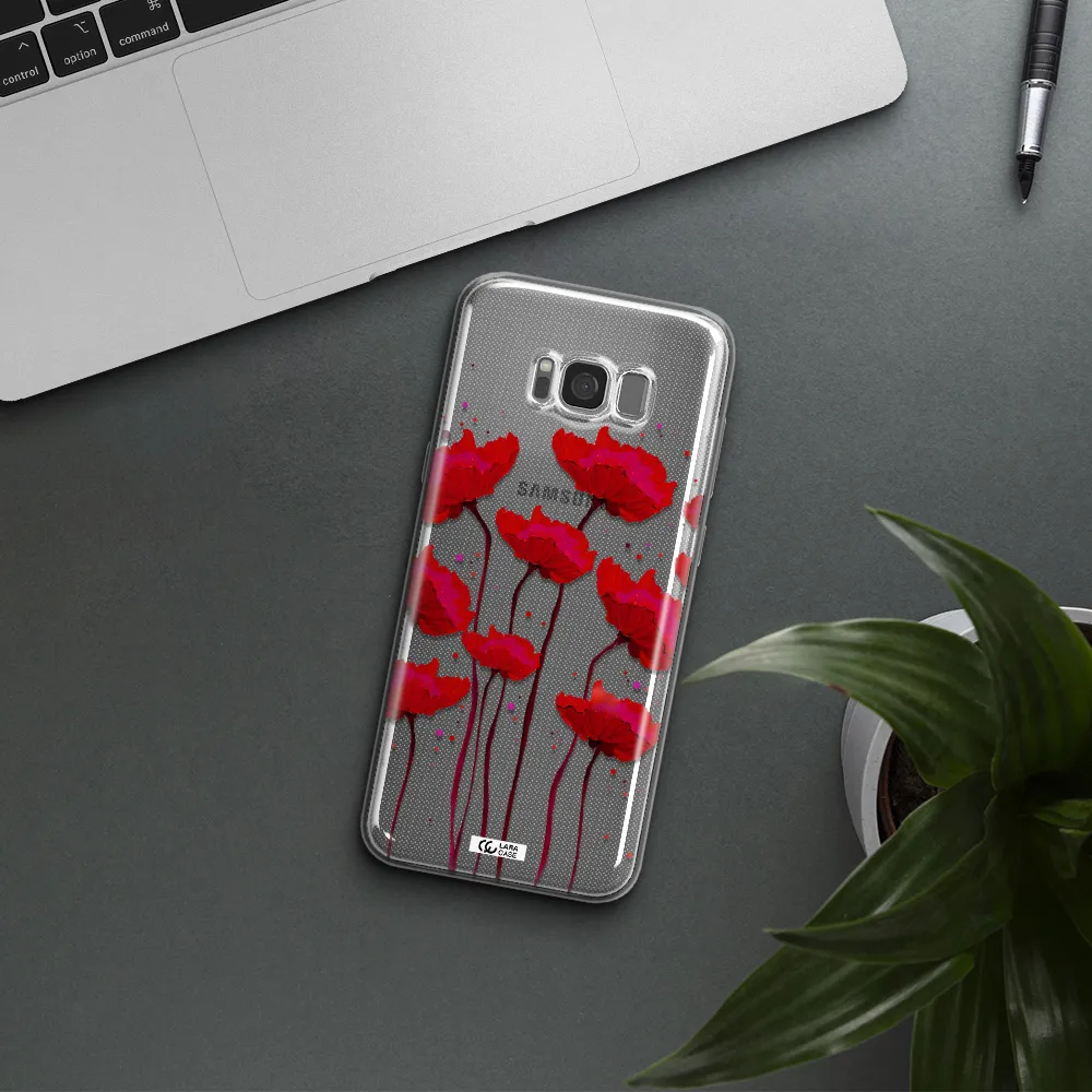 Red Fashion Flower Samsung S8 Plus Clear TPU Case