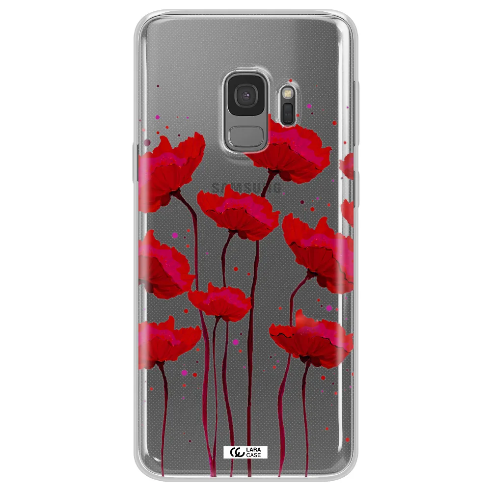 Red Fashion Flower Samsung S9 Clear TPU Case