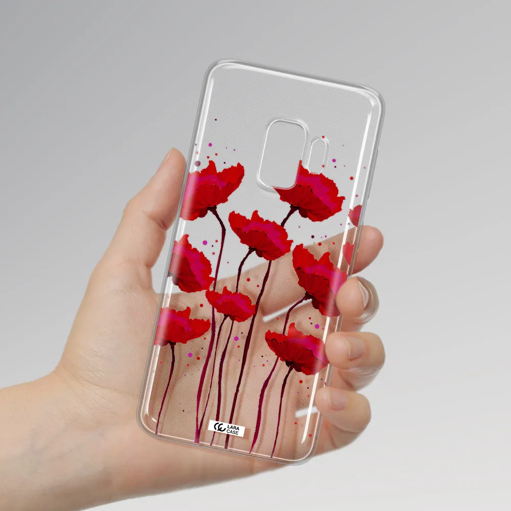 Red Fashion Flower Samsung S9 Clear TPU Case