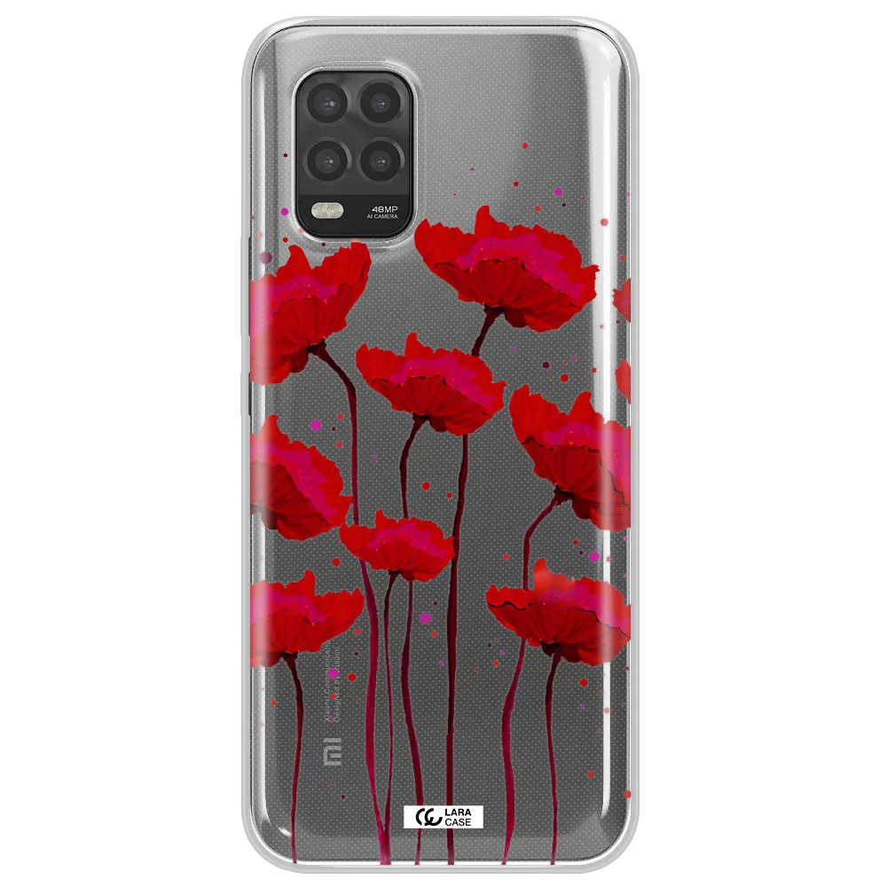 Red Fashion Flower Xiaomi Mi 10 Lite Clear TPU Case