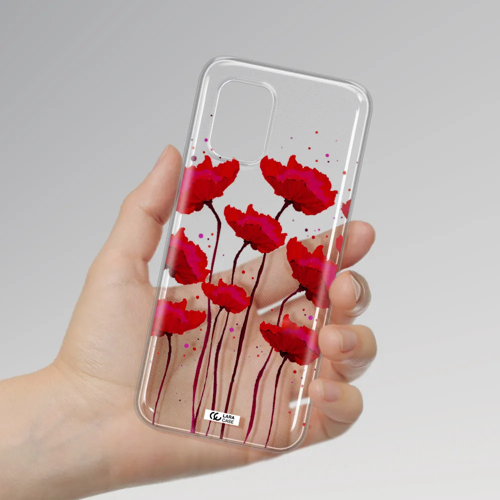 Red Fashion Flower Xiaomi Mi 10 Lite Clear TPU Case