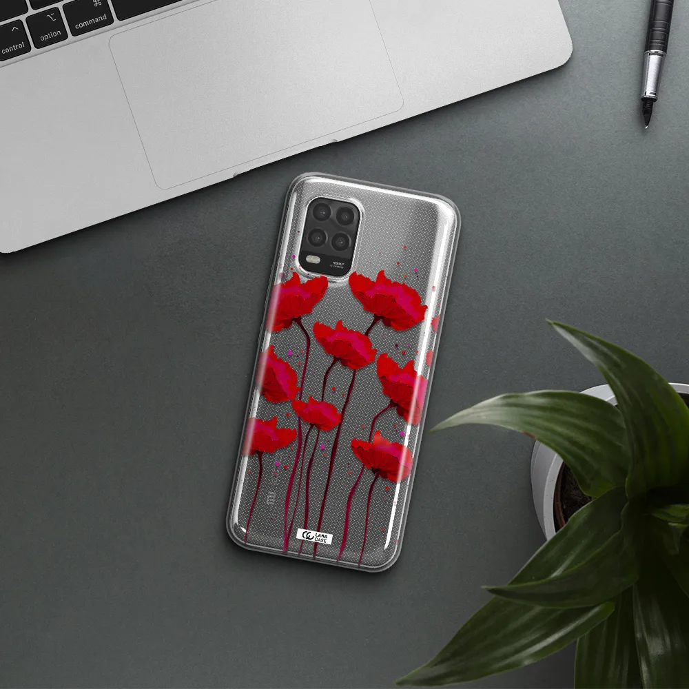 Red Fashion Flower Xiaomi Mi 10 Lite Clear TPU Case