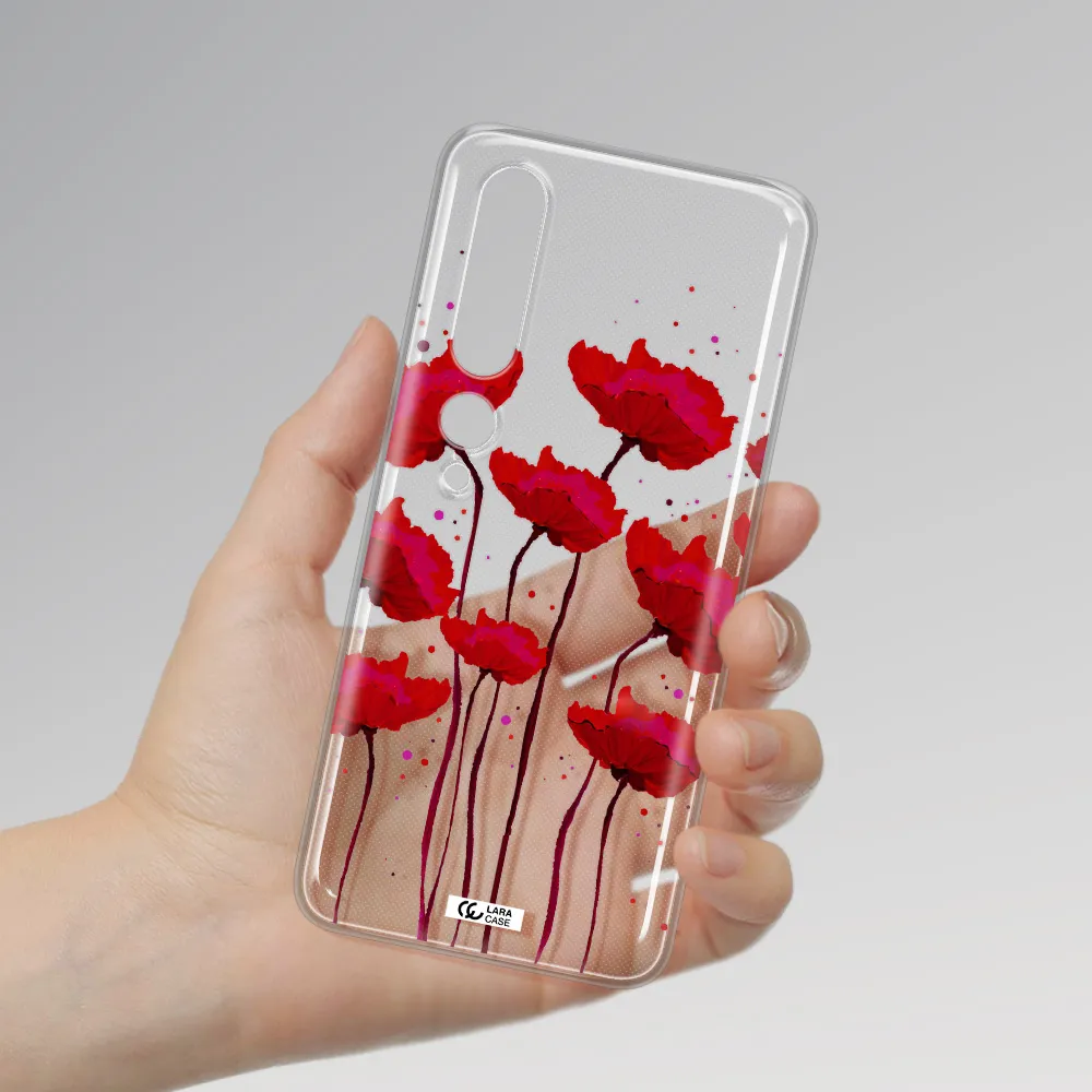 Red Fashion Flower Xiaomi Mi 10 Pro Clear TPU Case