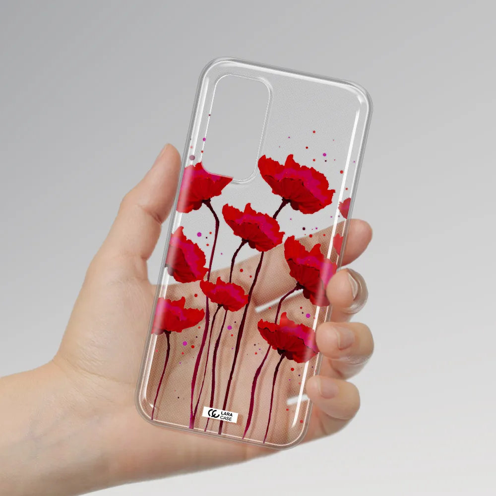 Red Fashion Flower Xiaomi Mi 10T Clear TPU Case