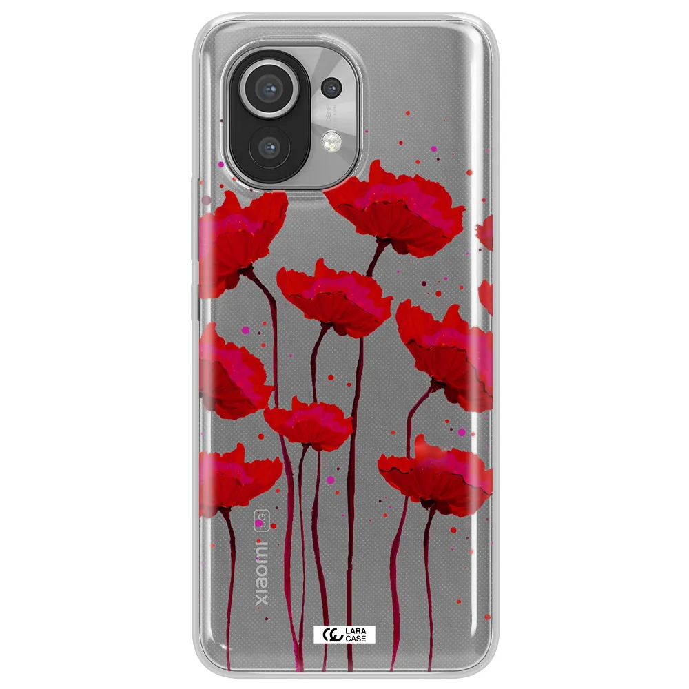 Red Fashion Flower Xiaomi Mi 11 Clear TPU Case