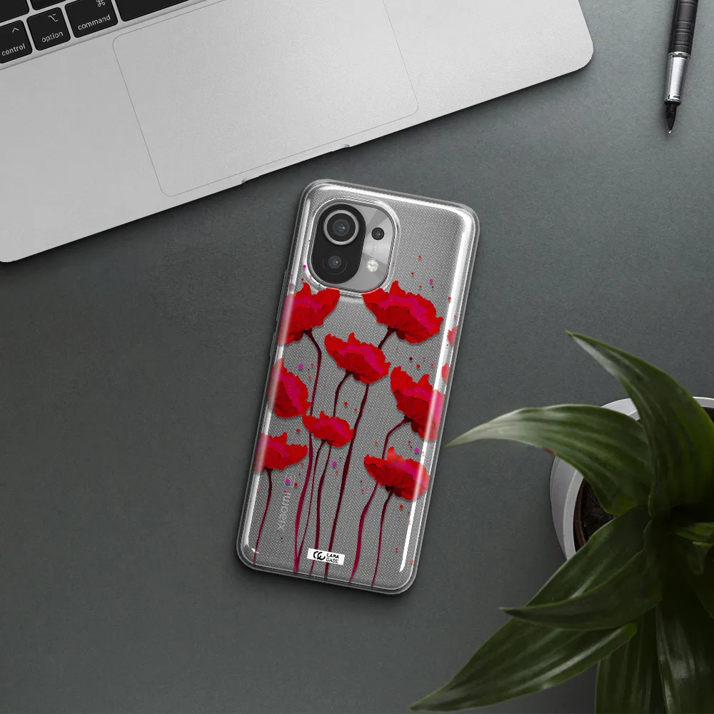 Red Fashion Flower Xiaomi Mi 11 Clear TPU Case