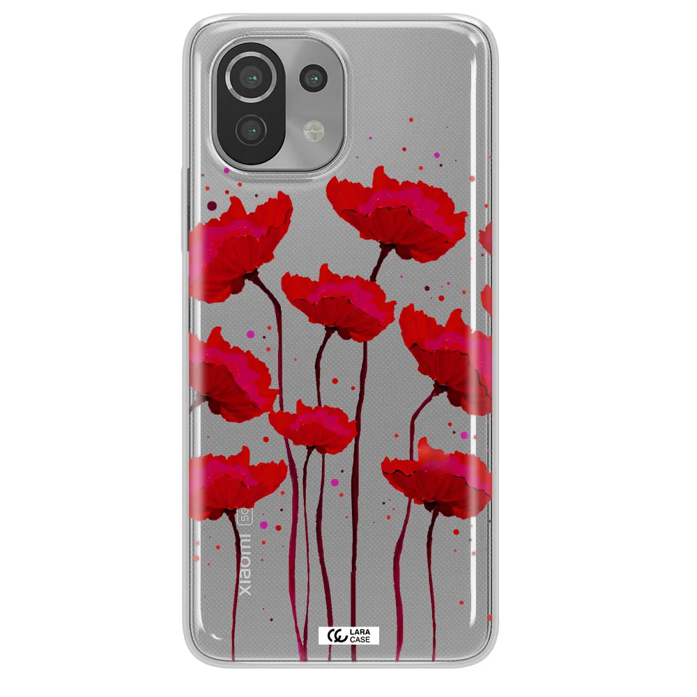 Red Fashion Flower Xiaomi Mi 11 Lite Clear TPU Case