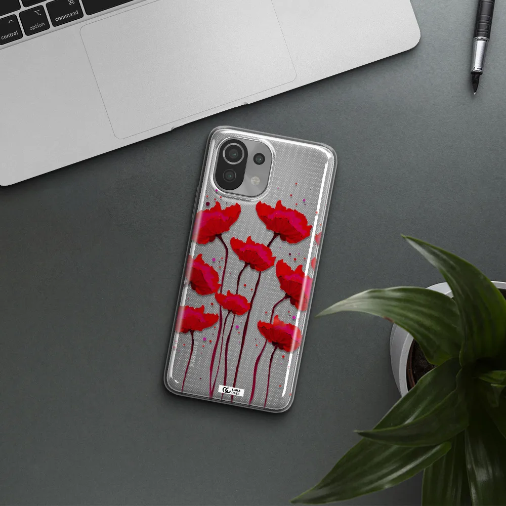 Red Fashion Flower Xiaomi Mi 11 Lite Clear TPU Case