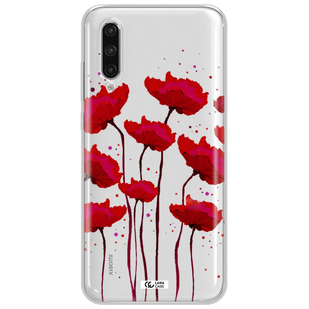 Red Fashion Flower Xiaomi Mi 9 Lite Clear Tpu Case