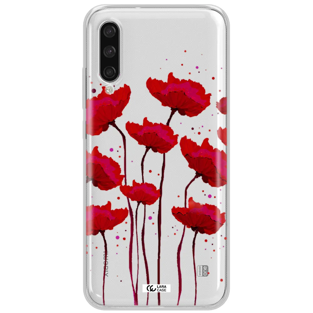 Red Fashion Flower Xiaomi Mi A3 Clear Tpu Case