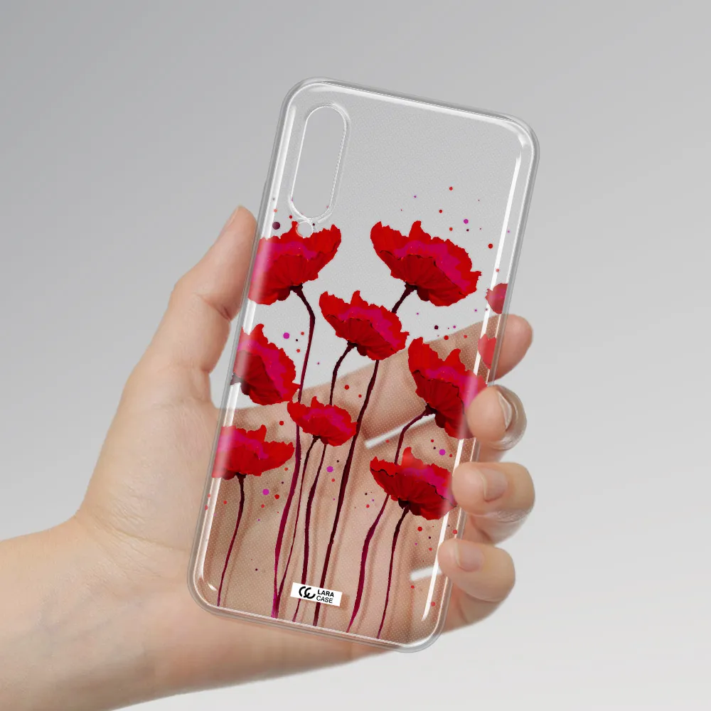 Red Fashion Flower Xiaomi Mi A3 Clear Tpu Case